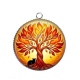 Pendentif Cabochon Argent - arbre de vie et chat