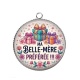 Pendentif Cabochon Argent - ma belle mère préférée