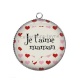 Pendentif Cabochon Argent - je t'aime maman
