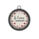 Pendentif Cabochon Argent - je t'aime maman