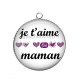 Pendentif Cabochon Argent - je t'aime maman