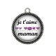 Pendentif Cabochon Argent - je t'aime maman