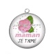 Pendentif Cabochon Argent - maman je t'aime