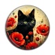 Cabochon Résine - chat fleur coquelicot