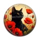 Cabochon Résine - chat fleur coquelicot