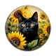 Cabochon Résine - chat fleur tournesol