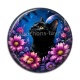 Cabochon Résine - chat noir fleur