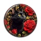 Cabochon Résine - chat noir fleur