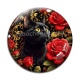 Cabochon Verre - chat noir fleur