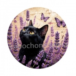 chat noir fleur lavande