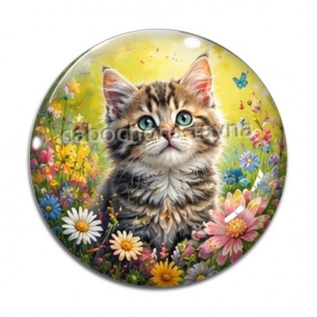 Cabochon Verre - chaton fleur
