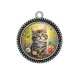 Pendentif Cabochon Argent - chaton fleur
