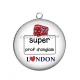 Pendentif Cabochon Argent - super prof d'anglais