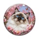 Cabochon Verre - chat fleur