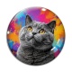 Cabochon Verre - chat gris