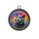 Pendentif Cabochon Argent - chat gris