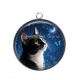Pendentif Cabochon Argent - chat