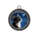 Pendentif Cabochon Argent - chat