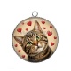 Pendentif Cabochon Argent - chat coeur