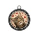 Pendentif Cabochon Argent - chat coeur