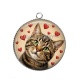 Pendentif Cabochon Argent - chat coeur