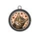 Pendentif Cabochon Argent - chat coeur