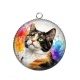Pendentif Cabochon Argent - chat