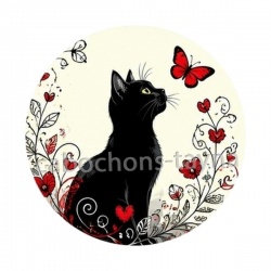 chat noir fleur