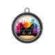 Pendentif Cabochon Argent - chat noir