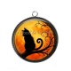 Pendentif Cabochon Argent - chat noir