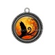 Pendentif Cabochon Argent - chat noir