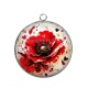 Pendentif Cabochon Argent - coquelicot