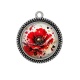 Pendentif Cabochon Argent - coquelicot