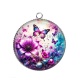 Pendentif Cabochon Argent - fleur et papillon