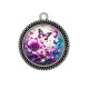 Pendentif Cabochon Argent - fleur et papillon