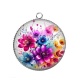 Pendentif Cabochon Argent - fleur
