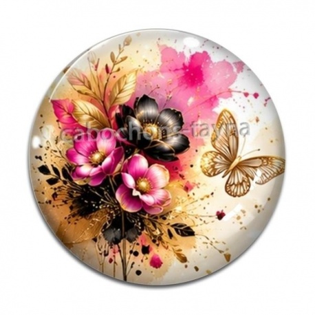 Cabochon Verre - fleur