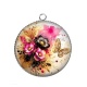 Pendentif Cabochon Argent - fleur