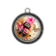 Pendentif Cabochon Argent - fleur