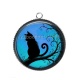 Pendentif Cabochon Argent - chat
