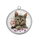 Pendentif Cabochon Argent - chat