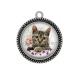 Pendentif Cabochon Argent - chat