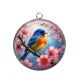 Pendentif Cabochon Argent - oiseaux