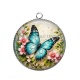 Pendentif Cabochon Argent - papillon