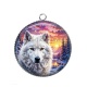 Pendentif Cabochon Argent - loup