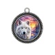 Pendentif Cabochon Argent - loup