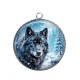 Pendentif Cabochon Argent - loup