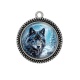 Pendentif Cabochon Argent - loup