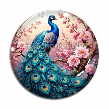 Cabochon Verre - paon