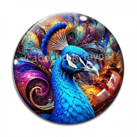 Cabochon Verre - paon